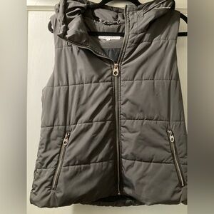 Calvin Klein medium charcoal gray  hooded vest with zipper detail